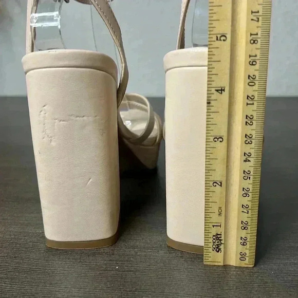 BP Tavey Nude Block Heel Platforms Strappy Sandals - Picture 5 of 9